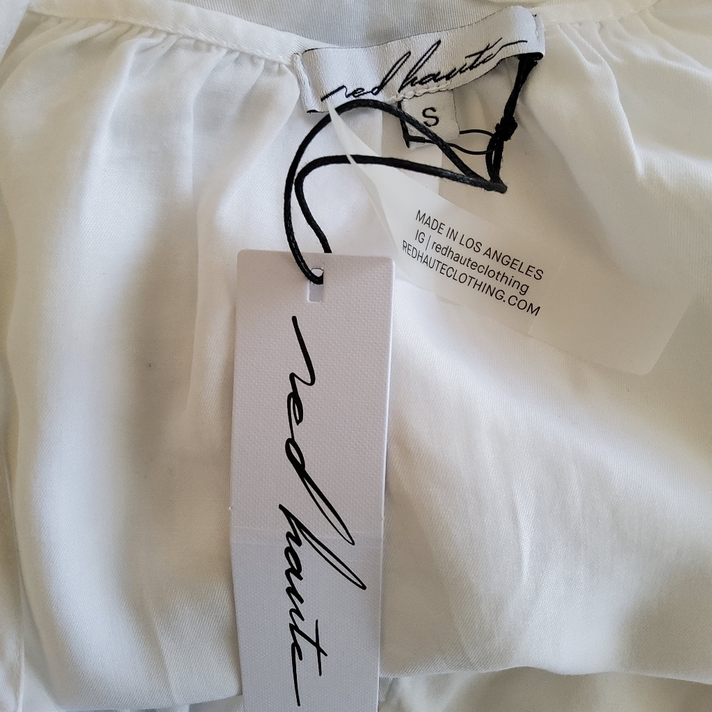 Red Haute Spaghetti Strap Cami Tank Sleeveless Button Down Top Size S White New - Picture 5 of 5